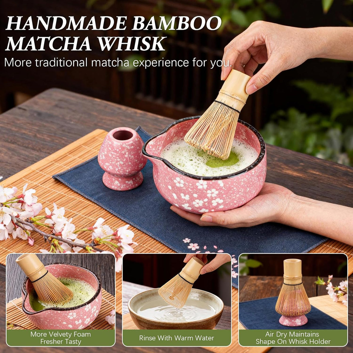 Matcha Whisk Set 7 Pcs Matcha Bowl Bamboo Whisk Kit Gift for Tea Lovers