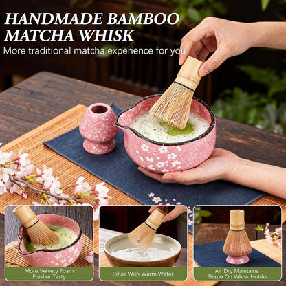 Matcha Whisk Set 7 Pcs Matcha Bowl Bamboo Whisk Kit Gift for Tea Lovers