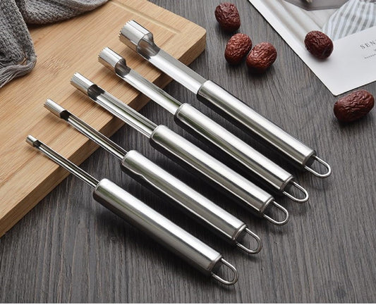 Fruit and Vegetable Corer Tool, Multi-Function Stainless Corer and Pitter Remover Set for Apple, Pear, Cherry, Jujube, Red Dates, Berry, Chili, Jalapeno Pepper, Tomato, potato - 6 Pieces