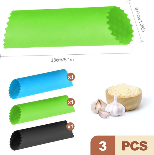 3 Pcs Silicone Garlic Peeler Tube Roller Manual Garlic Skin Remover Tool for Easy Peeling Sturdy Kitchen Gadget for Home Cooking Dishwasher