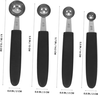 4-Piece Stainless Steel Melon Baller Set Ice Cream Scoops Heavy Duty Fruit Scooper for Home Kitchen Dining