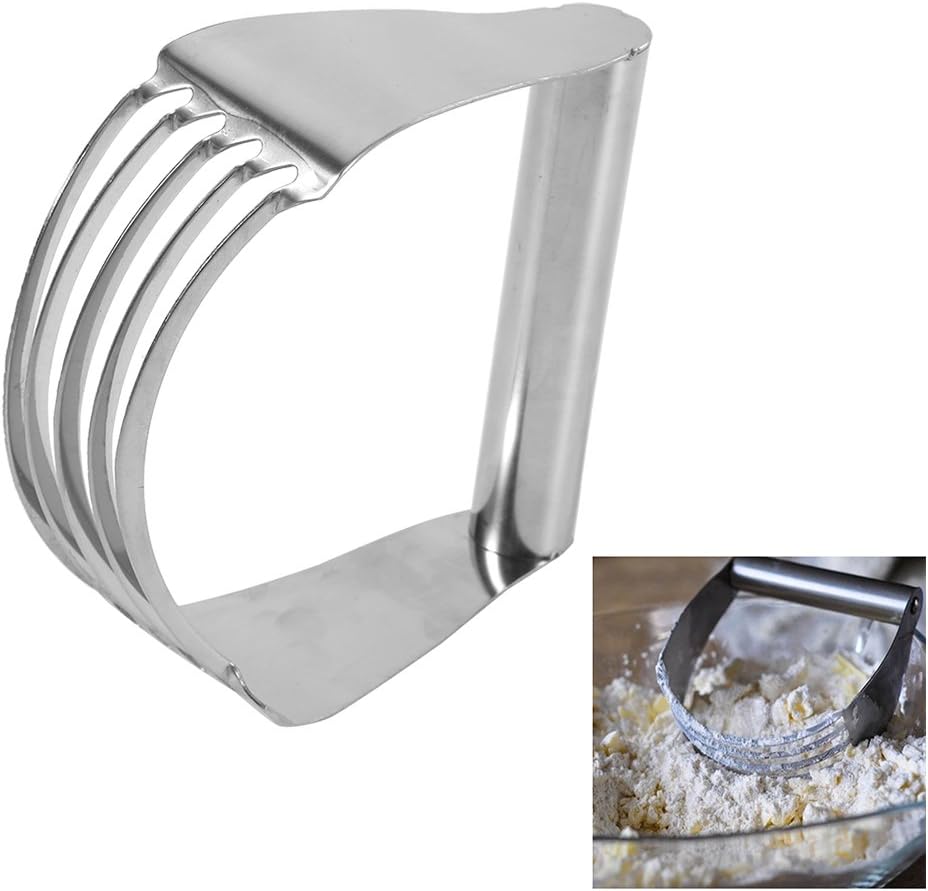 Dough Blender Pastry Cutter Stainless Steel Top Professional Pastry Cutter for Baking Flaky Pie Crust Heavy Duty Pastry Blender and Dough Cutter and Scraper with Grip Handles