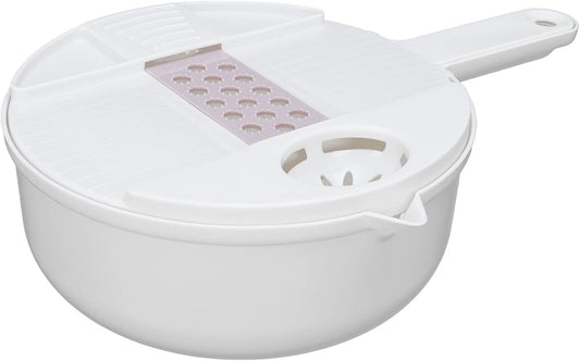 Multi Vegetable Cutter, 12 in 1 Manual Food Chopper with Hand Guard, Stainless Steel Blades, White, Kitchen Slicing Tool