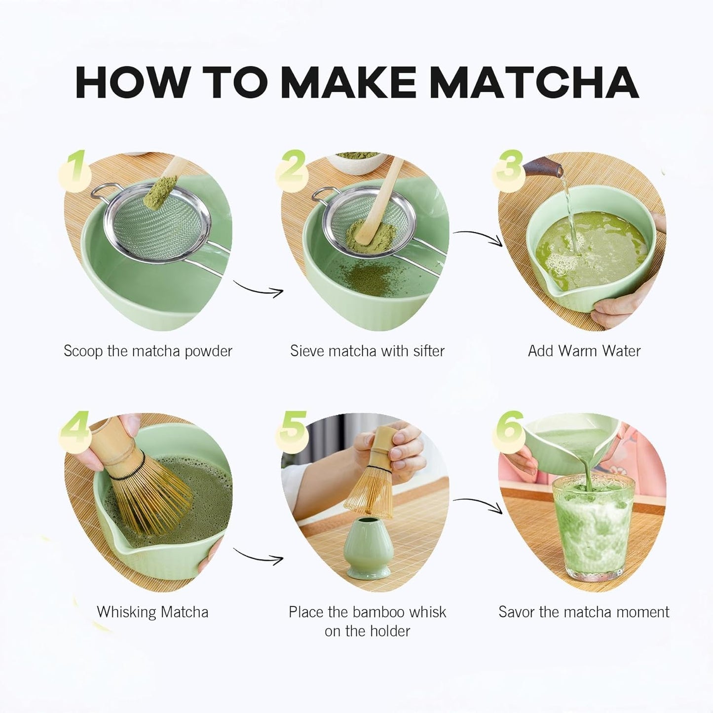 Pink Traditional Matcha Whisk Set, 5 Pcs Japanese Matcha Kit with Chawan Ceramic Bowl with Spout, Chasen Bamboo Whisk and Holder, Scoop, Sifter - Matcha Set Kit Gift for Ceremony Matcha Lattes Lover