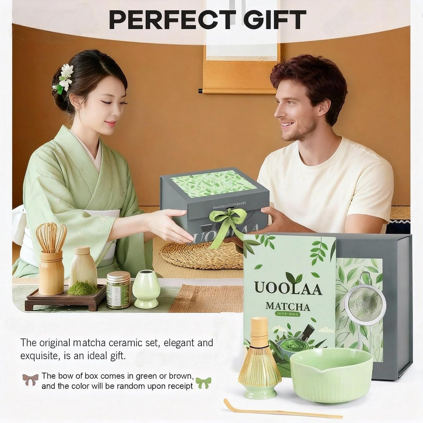 Pink Traditional Matcha Whisk Set, 5 Pcs Japanese Matcha Kit with Chawan Ceramic Bowl with Spout, Chasen Bamboo Whisk and Holder, Scoop, Sifter - Matcha Set Kit Gift for Ceremony Matcha Lattes Lover