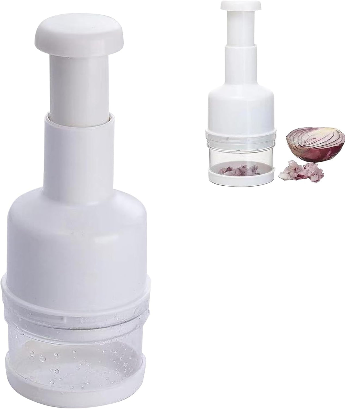 Food Chopper, Manual Vegetable Chopper with Container, Stainless Steel Blades Slicer & Dicer Cutter for Onion, Salad, Garlic, Nut & Veggie, Dishwasher Safe, Home Essentials Kitchen Gadgets