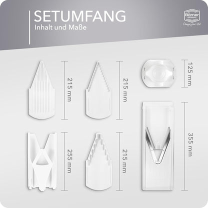 V3 TrendLine Mandoline Starter Set (6 pcs.) • Vegetable Slicer (V-Slicer) + Safety Guard + Inserts + Collection Tray + Multibox • Kitchen Slicer Set (White)
