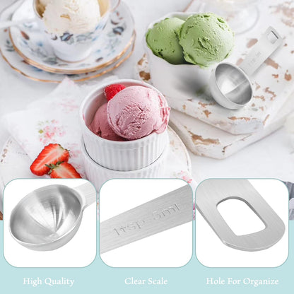 2Pcs Stainless Steel Measuring Spoons, 2/3 Tbsp | 2 Tsp | 10 mL