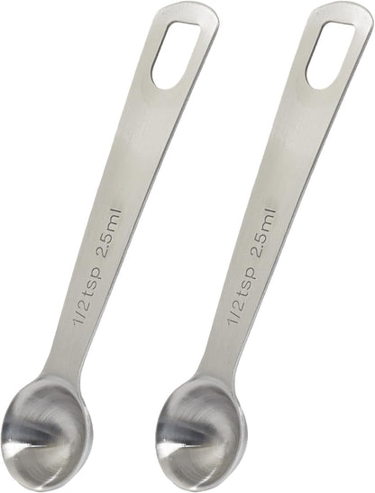 2Pcs Stainless Steel Measuring Spoons, 2/3 Tbsp | 2 Tsp | 10 mL