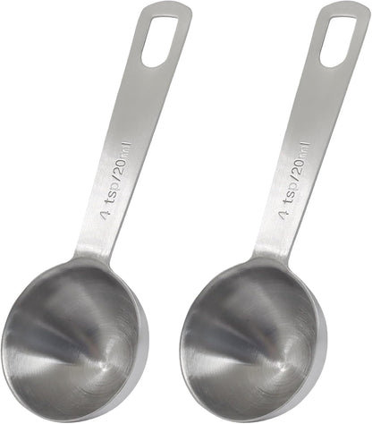 2Pcs Stainless Steel Measuring Spoons, 2/3 Tbsp | 2 Tsp | 10 mL