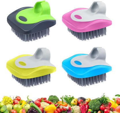 4 Pieces Vegetable Brush Potato Scrubber Brush Silicone Hard and Soft Side Fruit Cleaning Tools for Delicate or Tough-Skinned Vegetables