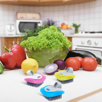 4 Pieces Vegetable Brush Potato Scrubber Brush Silicone Hard and Soft Side Fruit Cleaning Tools for Delicate or Tough-Skinned Vegetables