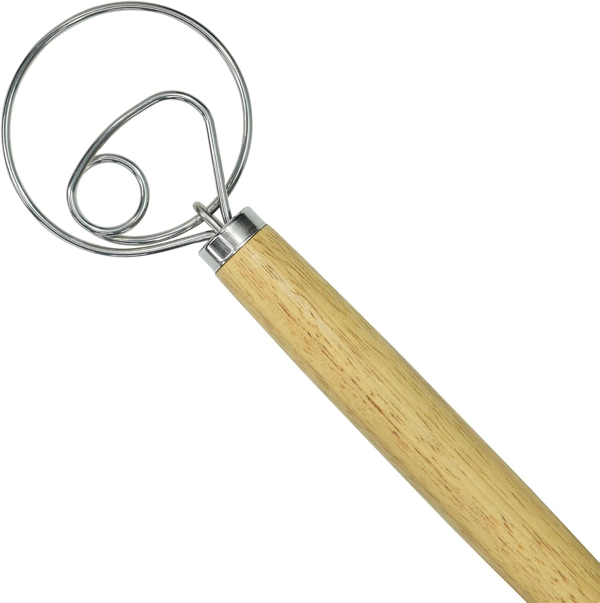 R&M Dough Whisk – 13" Stainless Steel Bread Mixer with Rubber Wood Handle – Hand Dough Blender for Sourdough, Pizza Dough, Pastries & Thick Batters