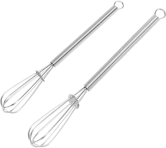 Stainless Steel Mini Whisk Set of 2, Small Wire Hand Whisks, Kitchen Cookware for Cooking, Whisking, Blending, Beating, 5/7/8/10 inch