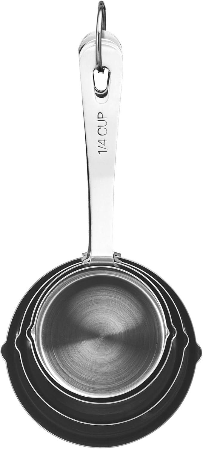 Stainless Steel Measuring Spoons, Engraved Labels - Silver, Set of 4 | Accurate Portion Sizes, 1/4 Tsp, 1/2 Tsp, 1 Tsp & 1 Tbsp for Precise Cooking & Baking, Easy Storage, Dishwasher Safe
