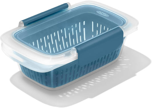 Good Grips Prep and Go Container With Colander - Ocean Blue