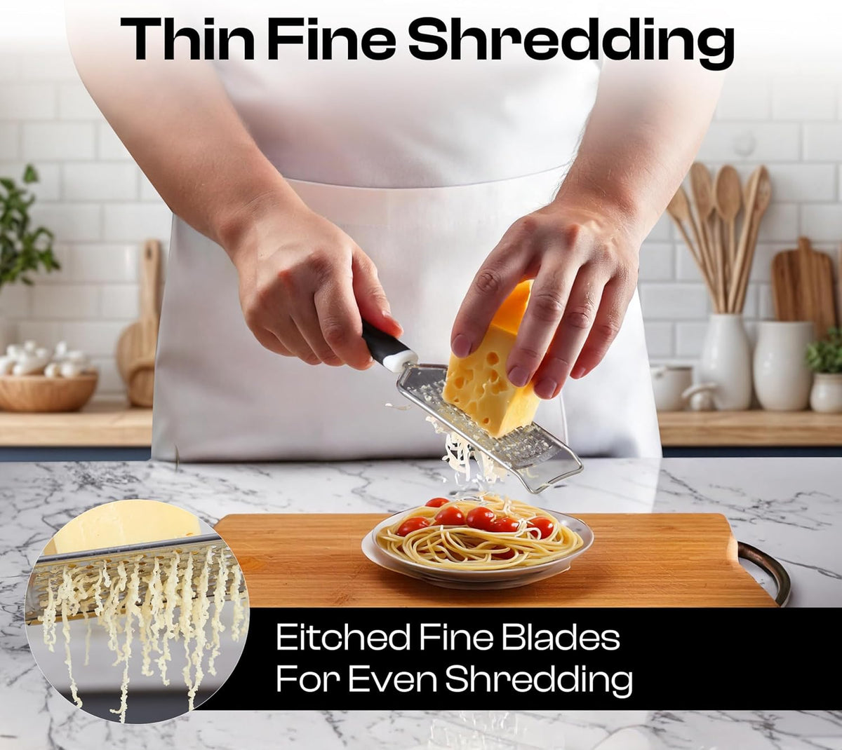 Professional Box Cheese Grater with Container & Handle | Durable Stainless Steel Cheese Shredder for Kitchen, Multi-Sided Food Chopper for Kitchen Use – Black