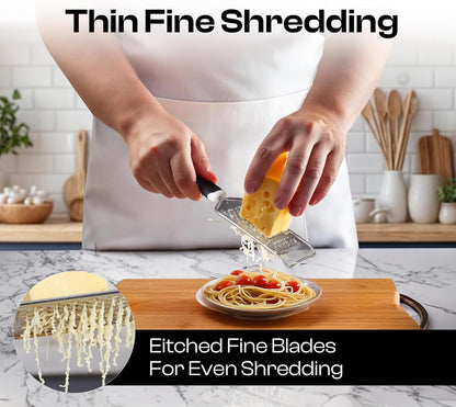 Professional Box Cheese Grater with Container & Handle | Durable Stainless Steel Cheese Shredder for Kitchen, Multi-Sided Food Chopper for Kitchen Use – Black