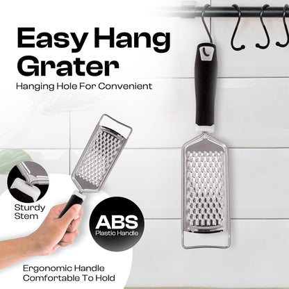 Professional Box Cheese Grater with Container & Handle | Durable Stainless Steel Cheese Shredder for Kitchen, Multi-Sided Food Chopper for Kitchen Use – Black