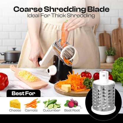 Professional Box Cheese Grater with Container & Handle | Durable Stainless Steel Cheese Shredder for Kitchen, Multi-Sided Food Chopper for Kitchen Use – Black