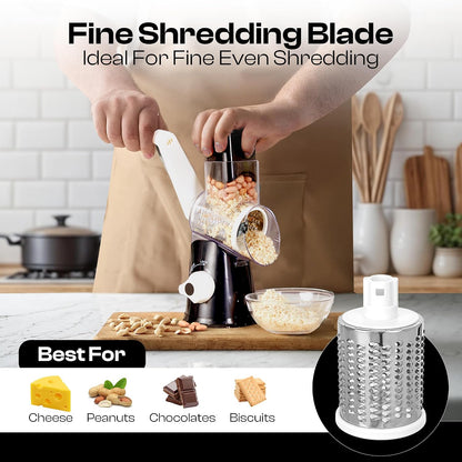 Professional Box Cheese Grater with Container & Handle | Durable Stainless Steel Cheese Shredder for Kitchen, Multi-Sided Food Chopper for Kitchen Use – Black