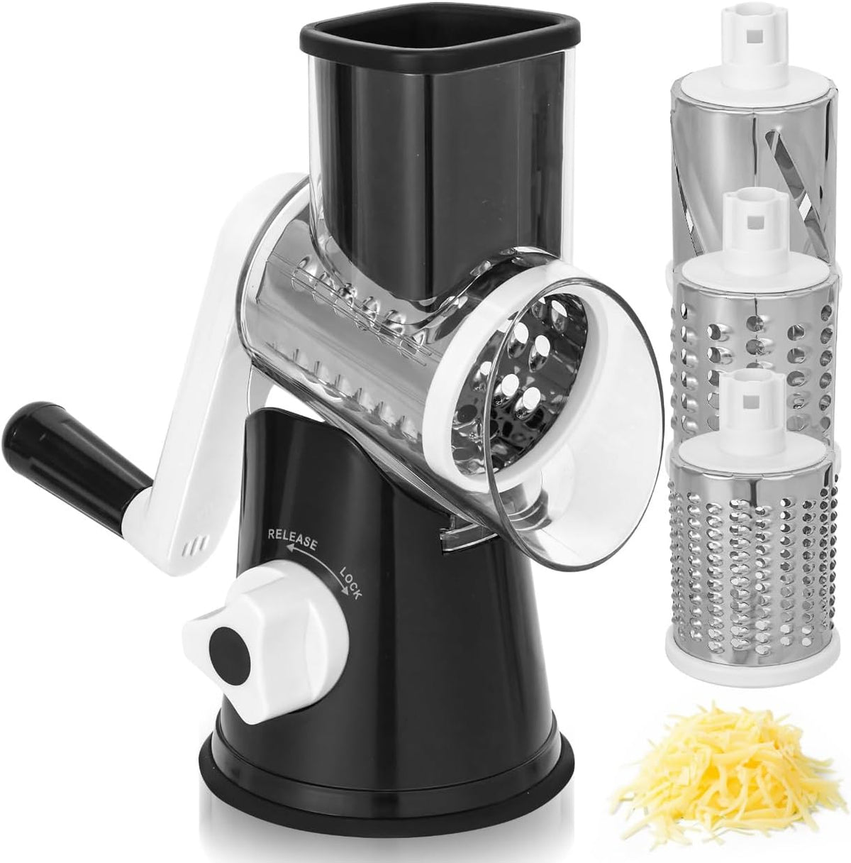 Professional Box Cheese Grater with Container & Handle | Durable Stainless Steel Cheese Shredder for Kitchen, Multi-Sided Food Chopper for Kitchen Use – Black