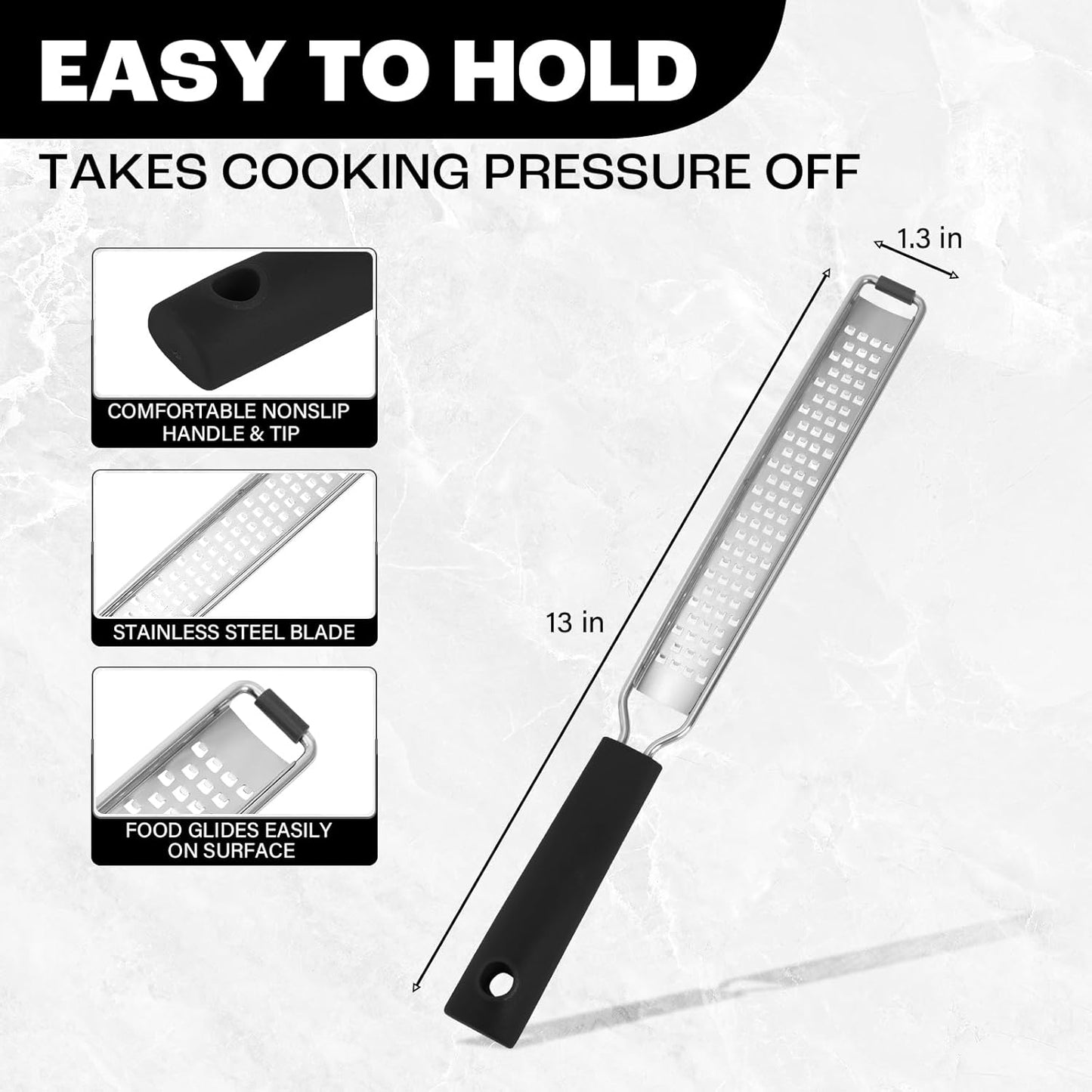Professional Box Cheese Grater with Container & Handle | Durable Stainless Steel Cheese Shredder for Kitchen, Multi-Sided Food Chopper for Kitchen Use – Black
