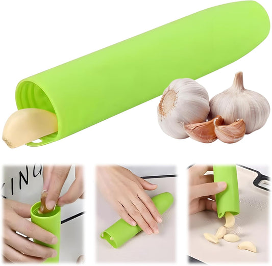 Silicone Garlic Peeler Tube- Garlic Roller Peeling Tube Tool Garlic Odorfree Peel Garlic Easy Roll Tube Useful Kitchen Gadgets (Green)
