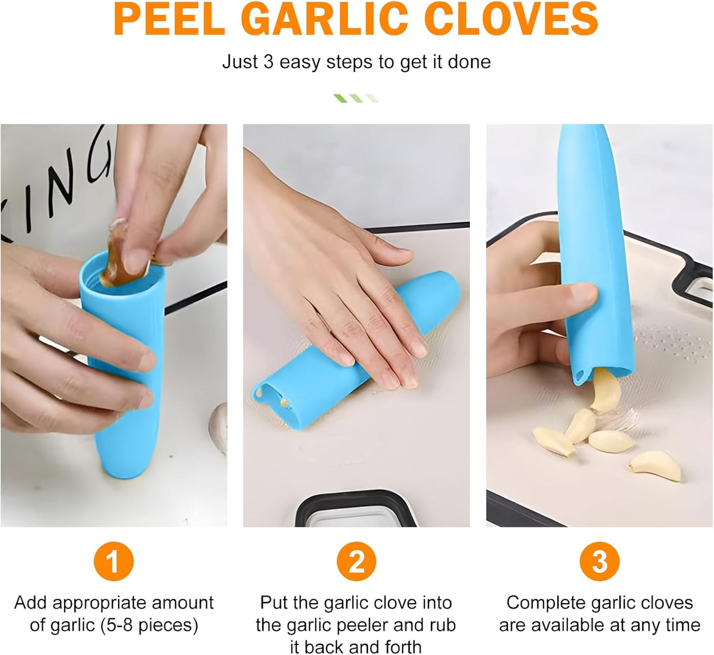 Silicone Garlic Peeler Tube- Garlic Roller Peeling Tube Tool Garlic Odorfree Peel Garlic Easy Roll Tube Useful Kitchen Gadgets (Green)