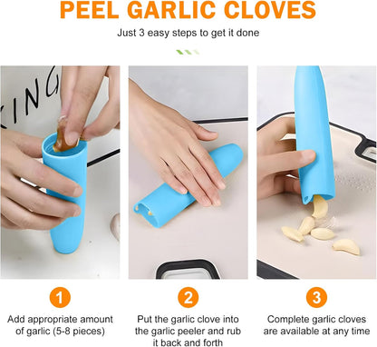 Silicone Garlic Peeler Tube- Garlic Roller Peeling Tube Tool Garlic Odorfree Peel Garlic Easy Roll Tube Useful Kitchen Gadgets (Green)