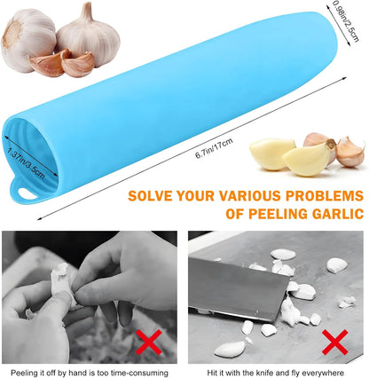 Silicone Garlic Peeler Tube- Garlic Roller Peeling Tube Tool Garlic Odorfree Peel Garlic Easy Roll Tube Useful Kitchen Gadgets (Green)