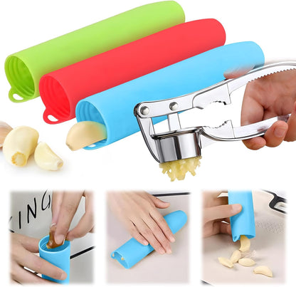 Silicone Garlic Peeler Tube- Garlic Roller Peeling Tube Tool Garlic Odorfree Peel Garlic Easy Roll Tube Useful Kitchen Gadgets (Green)