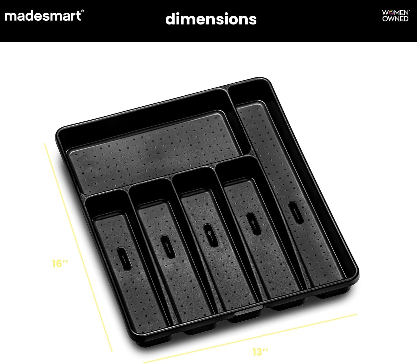 Classic Large Silverware Tray - Granite |CLASSIC COLLECTION | 6-Compartments| Kitchen Drawer Organizer | Soft-Grip Lining and Non-Slip Rubber Feet | BPA-Free