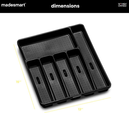 Classic Large Silverware Tray - Granite |CLASSIC COLLECTION | 6-Compartments| Kitchen Drawer Organizer | Soft-Grip Lining and Non-Slip Rubber Feet | BPA-Free