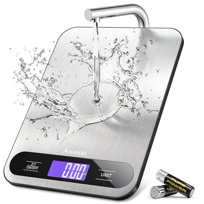 Food Scale -33lb Digital Kitchen Scale for Food Ounces Grams | Full View LCD Display, Durable Stainless Steel Surface, for Cooking, Baking, Meal Prep Black