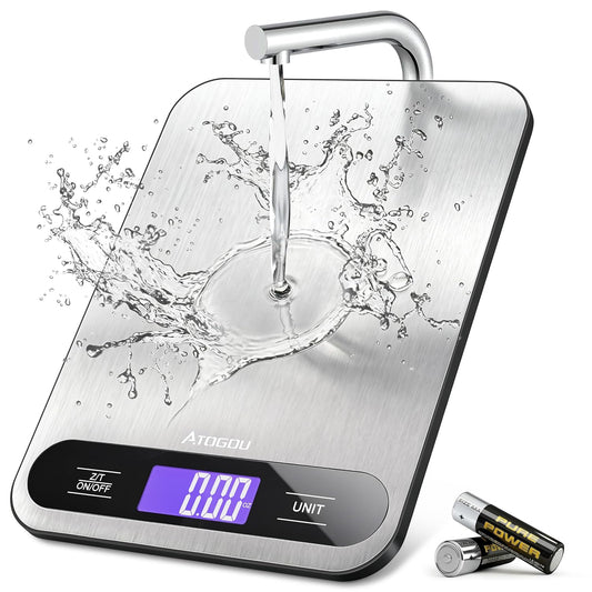 Food Scale -33lb Digital Kitchen Scale for Food Ounces Grams | Full View LCD Display, Durable Stainless Steel Surface, for Cooking, Baking, Meal Prep Black