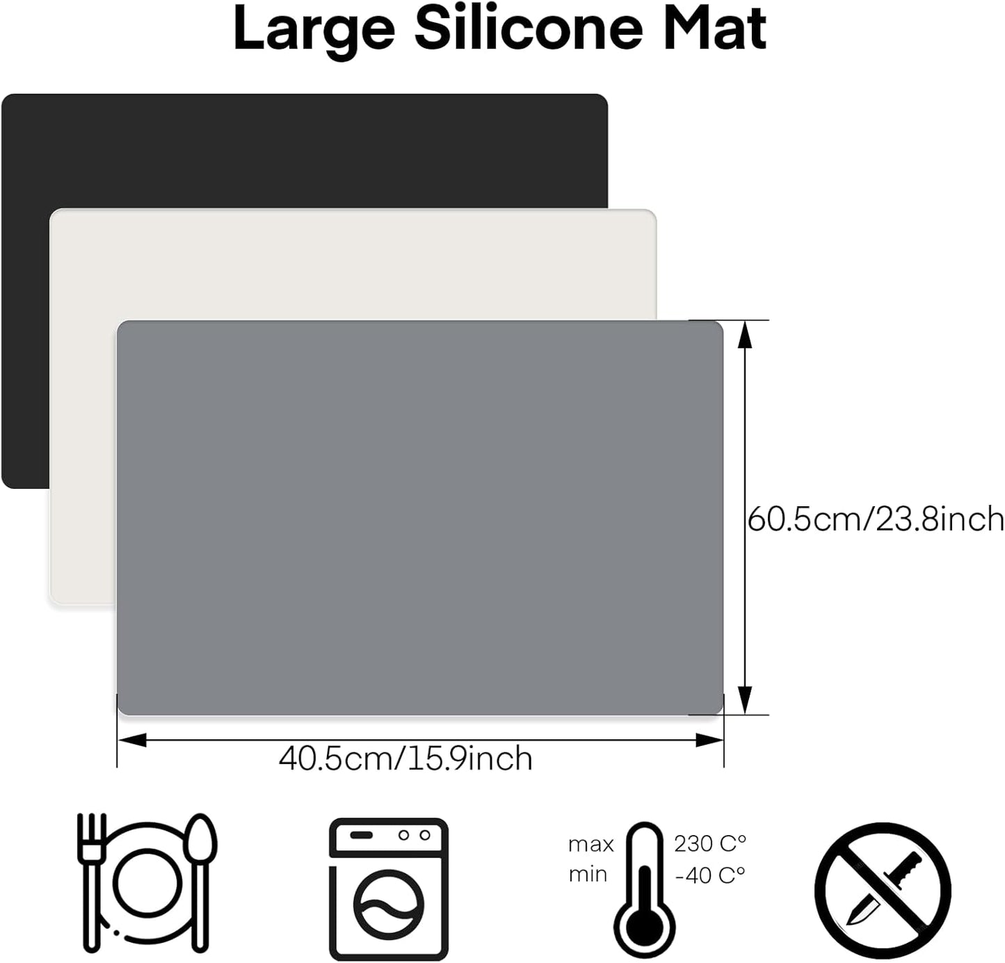 3Pack Silicone Sheet for Crafts, Resin Jewelry Casting Molds Mat, Food Grade Silicone Placemat, Multipurpose Table Protector, Nonstick Nonskid Heat-Resistant, Black&Gray&Beige (15.7x11.8inch)