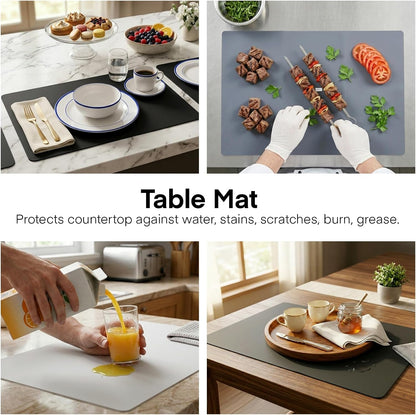 3Pack Silicone Sheet for Crafts, Resin Jewelry Casting Molds Mat, Food Grade Silicone Placemat, Multipurpose Table Protector, Nonstick Nonskid Heat-Resistant, Black&Gray&Beige (15.7x11.8inch)