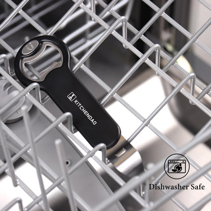 Magnetic Bottle and Can Opener for Refrigerator, Stainless Steel Manual Can Punch Opener for Liquid with Cap Catcher, Stick to Fridge for Easy Storage, Can Tapper Church Key with Magnet
