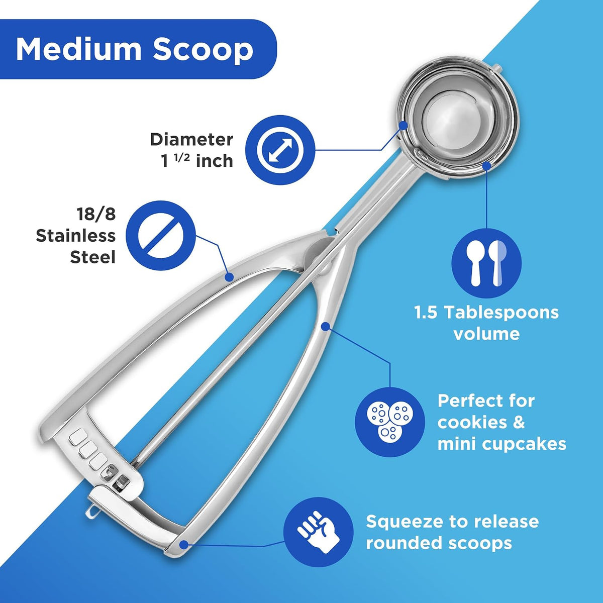 Small Cookie Scoop, 18/8 Stainless Steel, 2 Tsp, Size #100