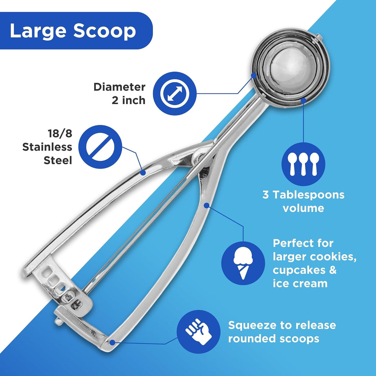Small Cookie Scoop, 18/8 Stainless Steel, 2 Tsp, Size #100