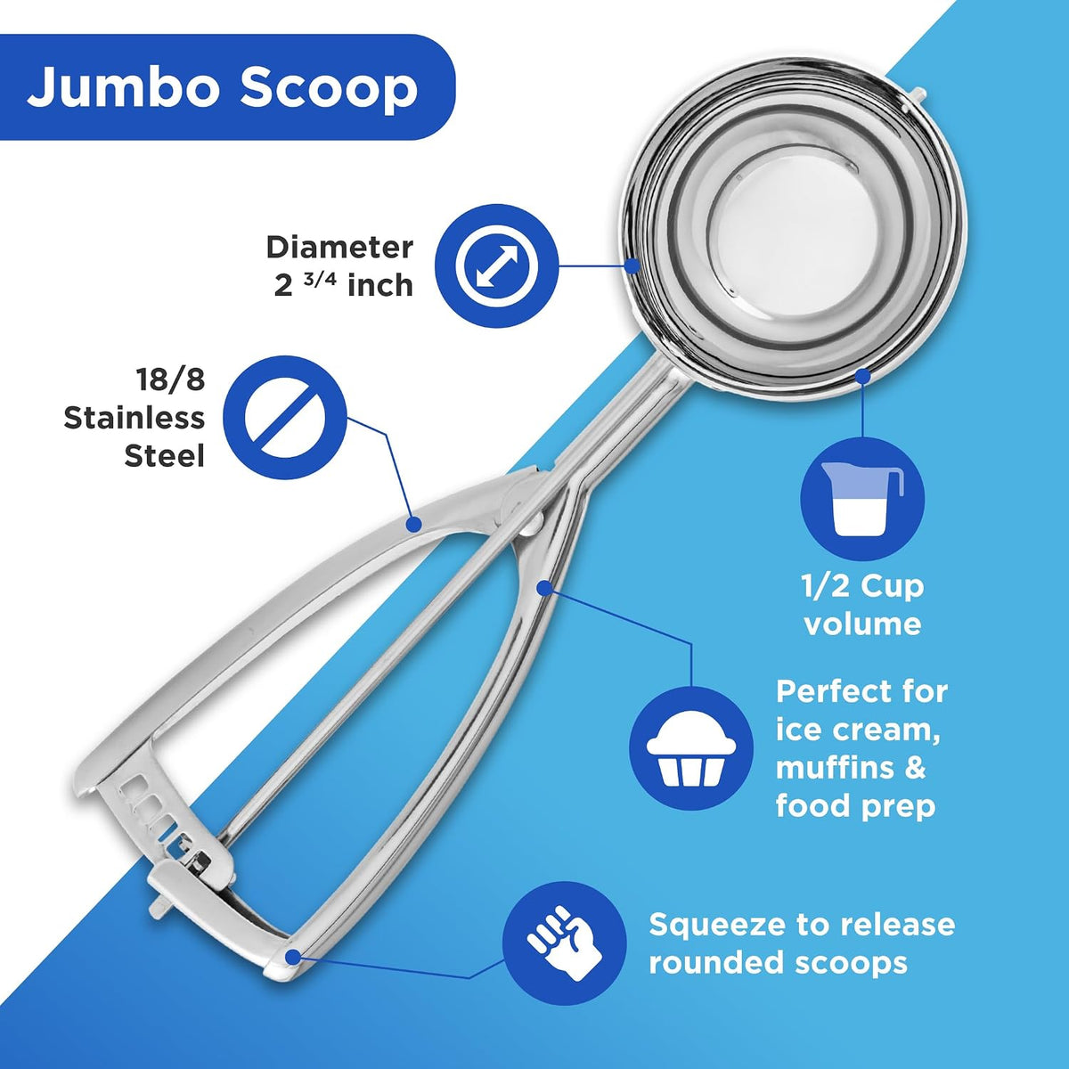 Small Cookie Scoop, 18/8 Stainless Steel, 2 Tsp, Size #100