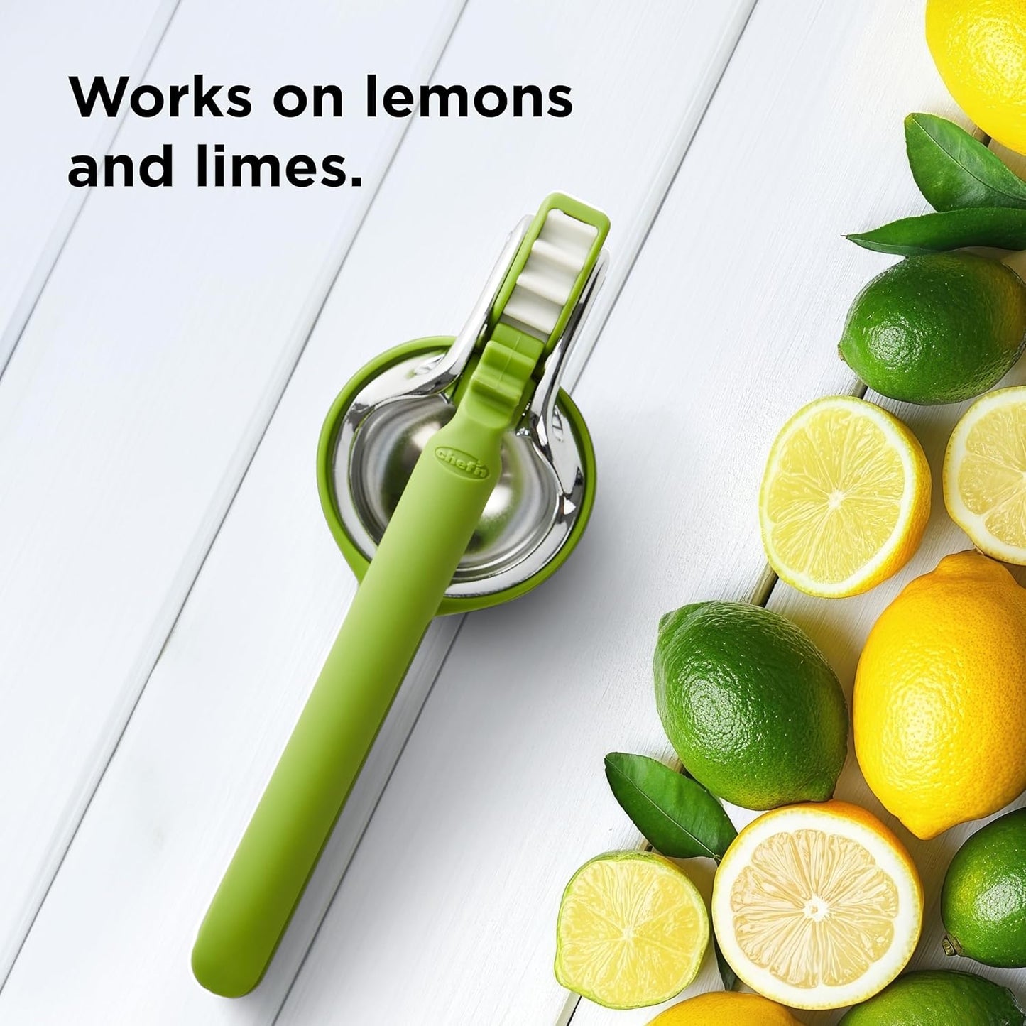 FreshForce Lemon Squeezer Citrus Juicer, Manual Hand Press with Dual-Gear Power for Maximum Juice Extraction, Durable, Yellow