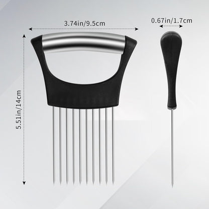 Onion Slicer Holder,Stainless Steel Onion Slicer for Slicing of Onions,Potato,Tomatoes,Avocados,Eggs and Vegetables(2PCS Black)