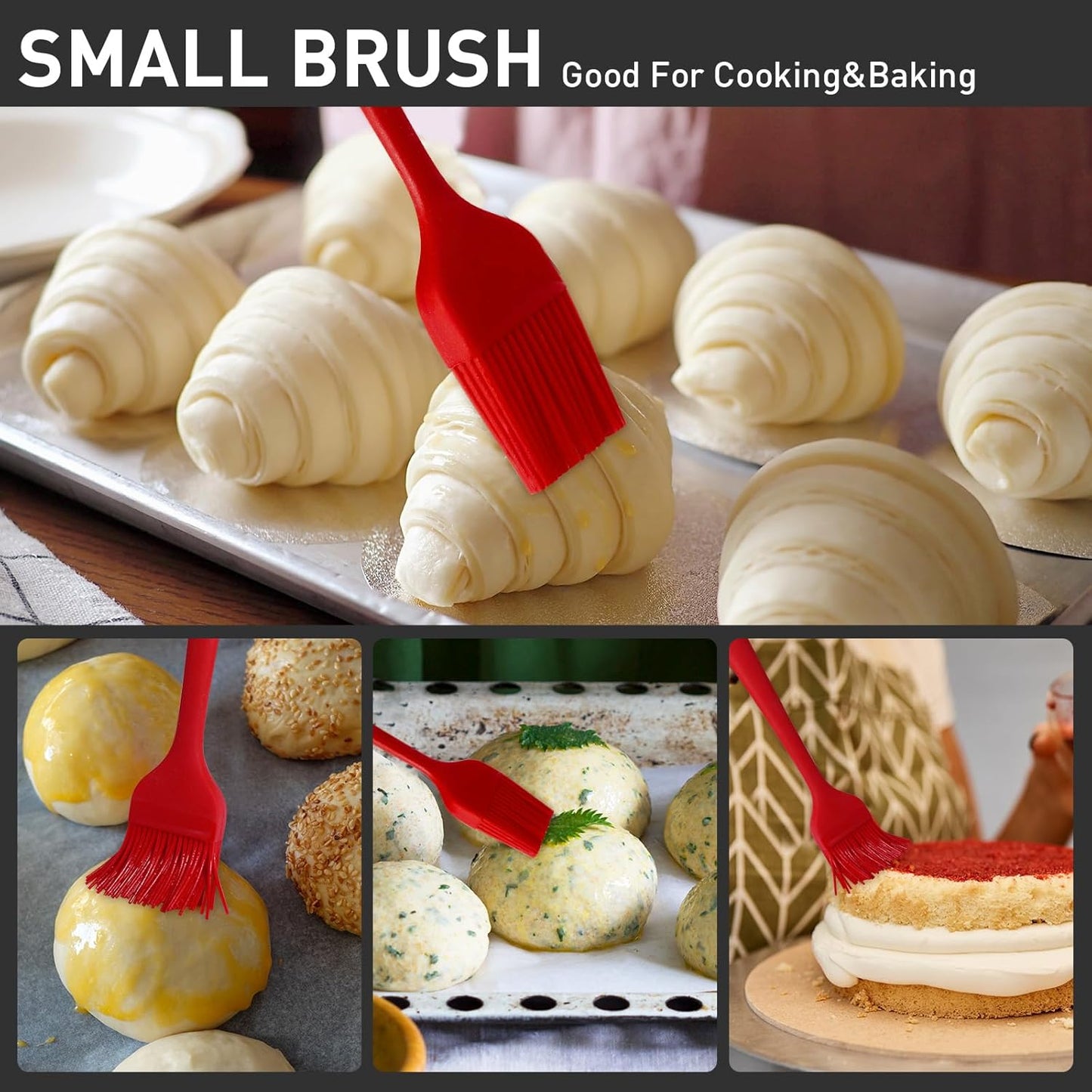 Silicone Basting Pastry Brush-2pcs Heat Resistant Cooking Brush for Oil, Sauce, Butter, BBQ, Grill and Marinade, BPA Free, Dishwasher Safe （Red）