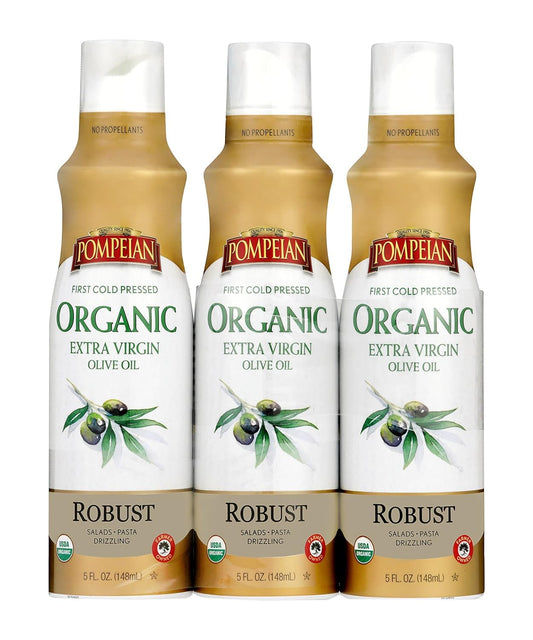 Robust Organic Extra Virgin Olive Oil Spray - (3 Pack) 5 fl oz | No Propellants - First Cold Pressed Olive Oil for Cooking - Robust Flavor for Salads, Pasta, and Drizzling