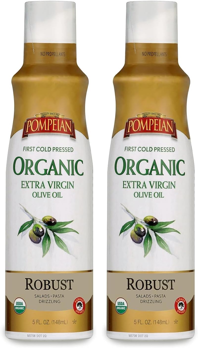 Robust Organic Extra Virgin Olive Oil Spray - (3 Pack) 5 fl oz | No Propellants - First Cold Pressed Olive Oil for Cooking - Robust Flavor for Salads, Pasta, and Drizzling