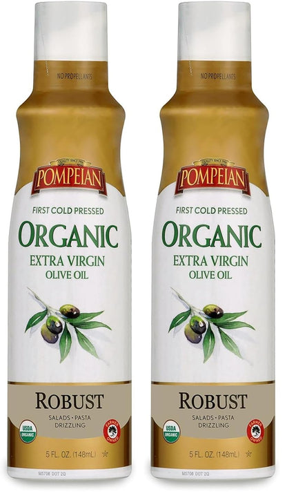 Robust Organic Extra Virgin Olive Oil Spray - (3 Pack) 5 fl oz | No Propellants - First Cold Pressed Olive Oil for Cooking - Robust Flavor for Salads, Pasta, and Drizzling