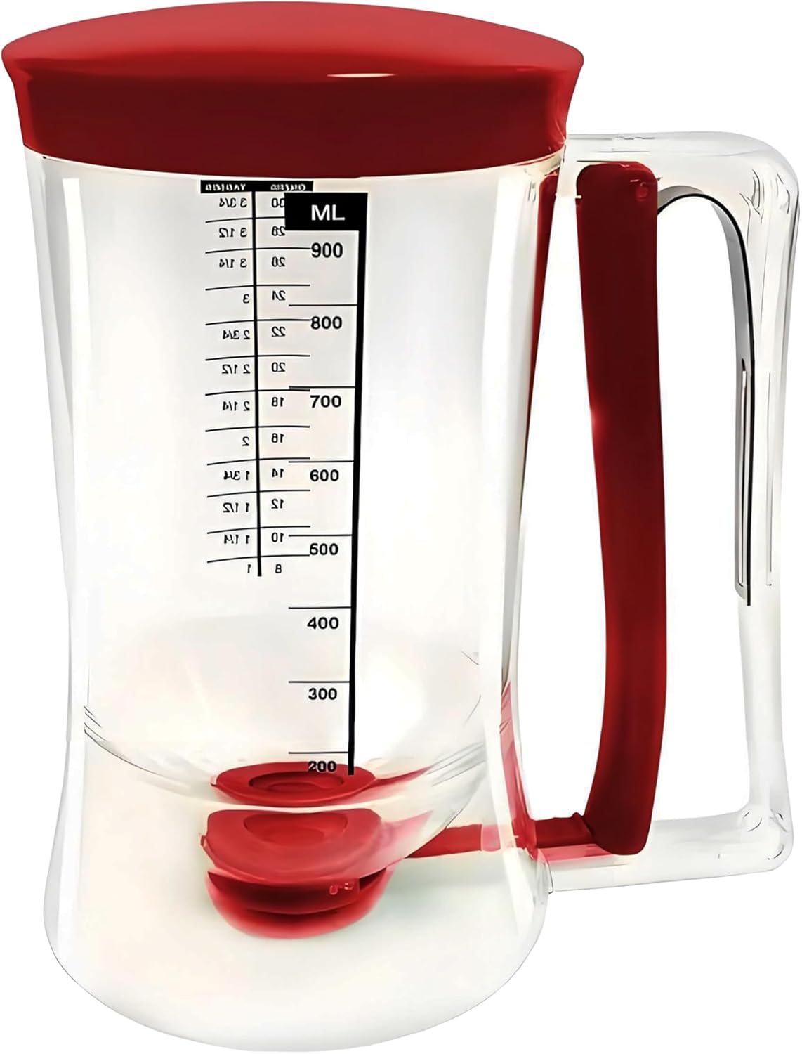 Pancake Batter Dispenser with Measuring Label, 4 Cup/Red