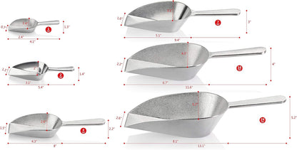Cast Aluminum Flat Bottom Utility Scoop, 1oz, Silver